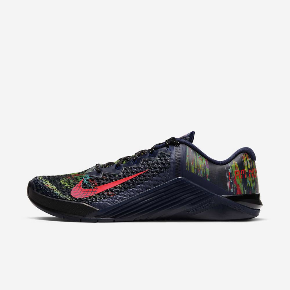 Chaussure De Crossfit Nike Metcon 6 AMP Bleu 1275-930 Blue Void/Black/Flat Silver/Flash Crimson Femme | IYN-36070848